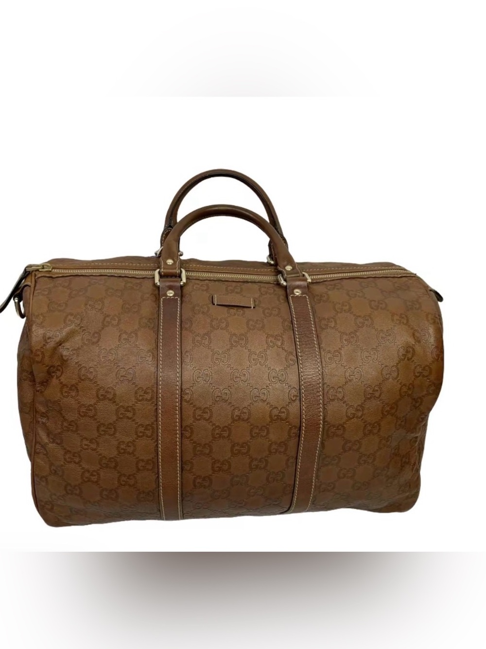 Gucci Brown Monogram Leather Duffel Bag